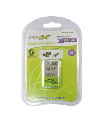Bateria 9v Recarregável 250 Mah Ni-mh  Fx-9v/25b1  Flex