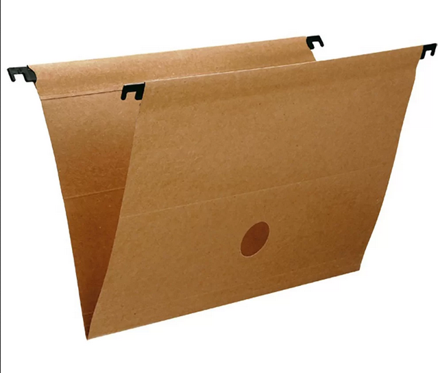 Pasta Suspensa Kraft 170g Home Office Com Visor-etiqueta E Grampo Plástico Fixador Dello - Cx 50 Un