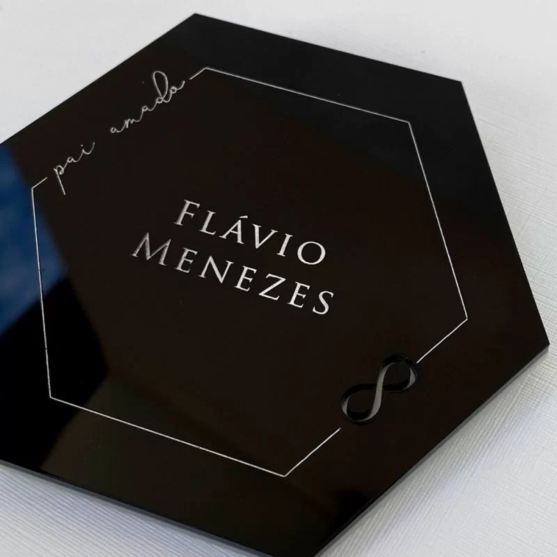4 Porta Copo Em Acrílico Preto Personalizado Com Sua Frase - Imagem 2